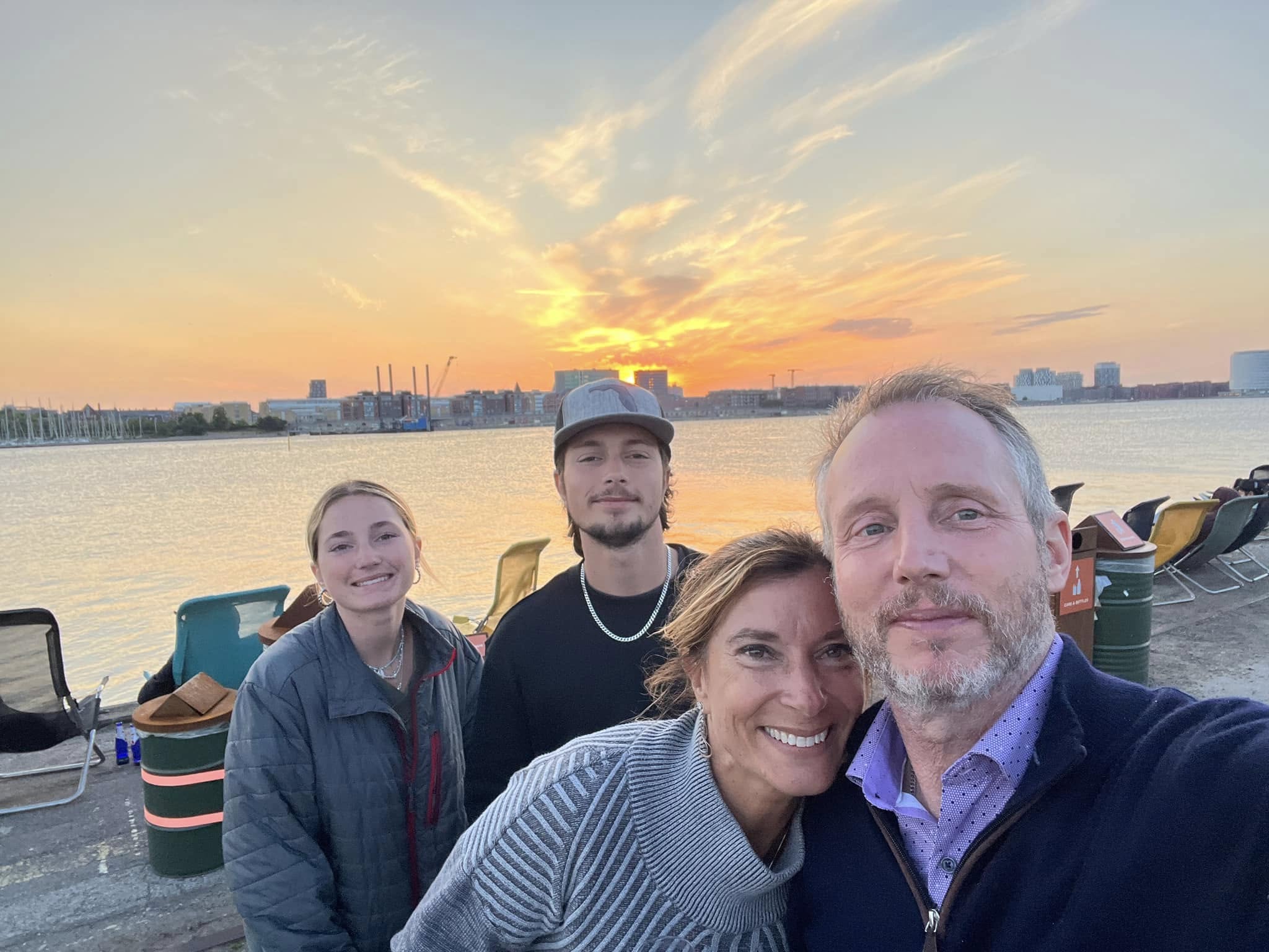Sunset view over Copenhagen canals near Reffen street food market