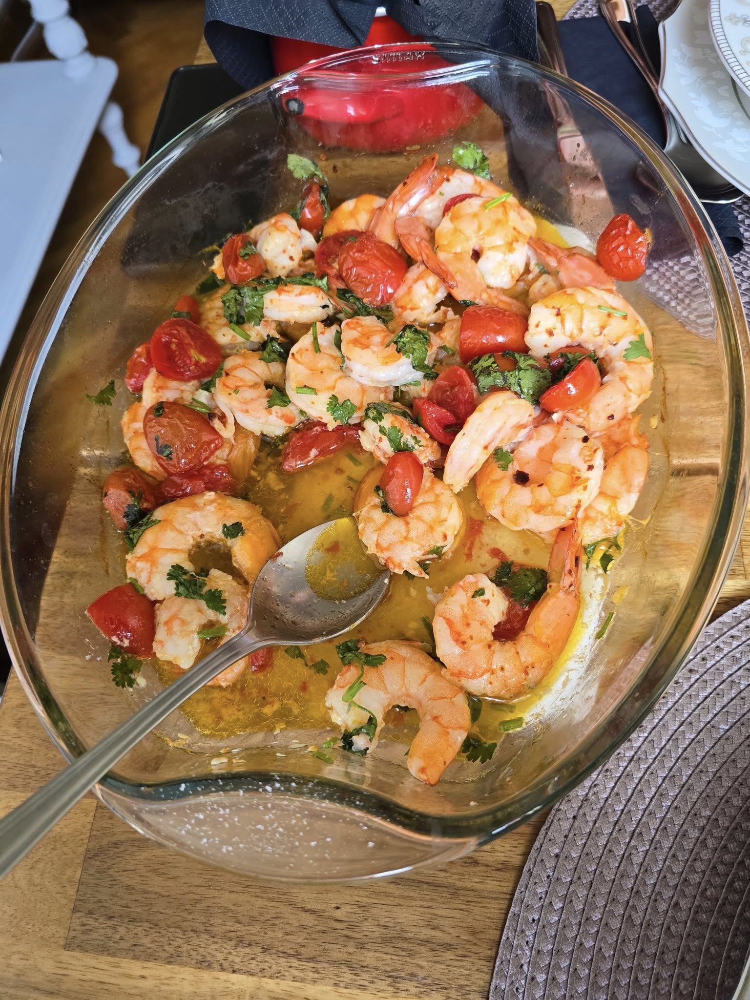 Greek cooking class in Athens preparing fresh shrimp