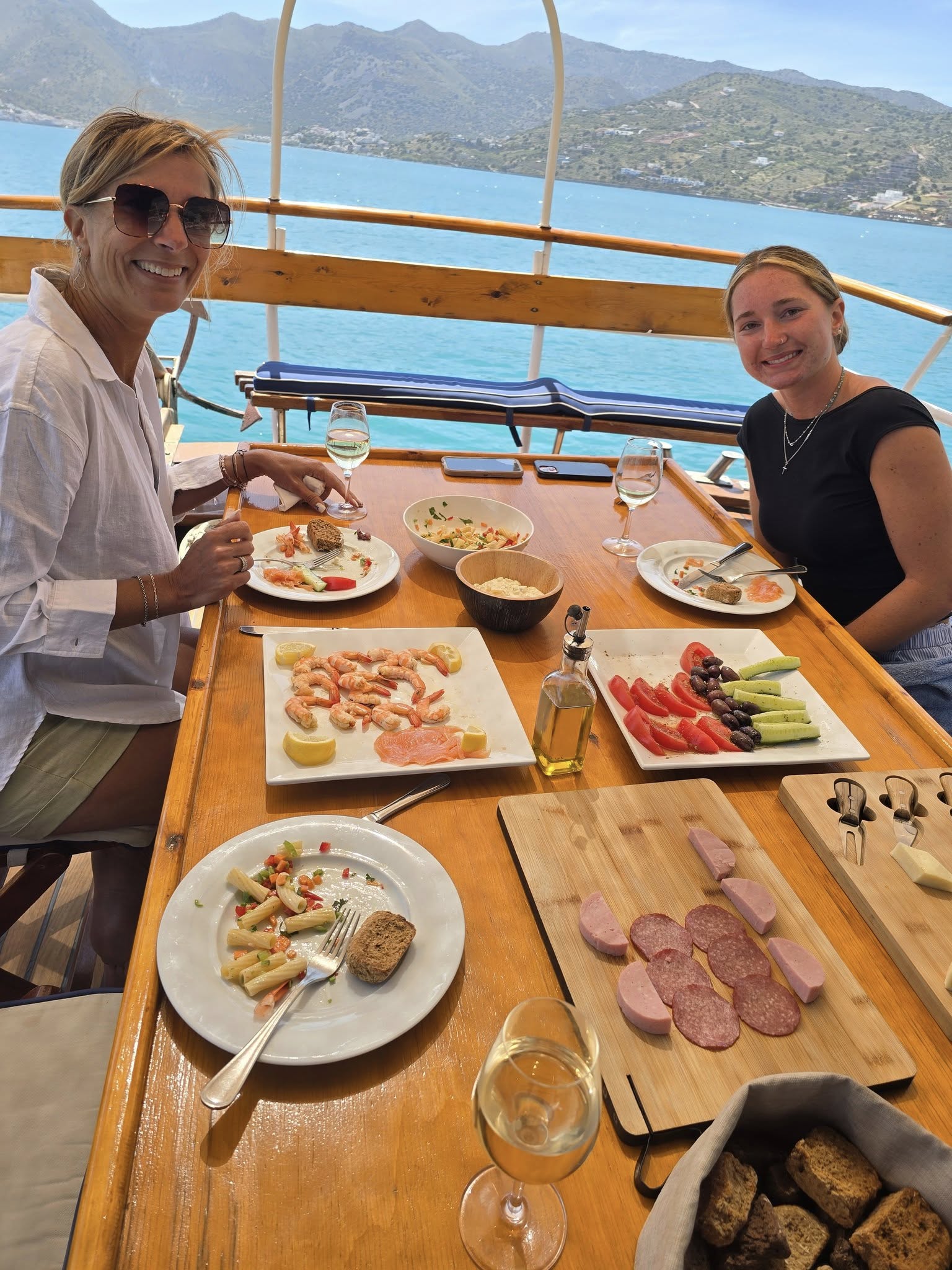 Lunch onboard Meraki Cruises boat tour off the coast of Crete