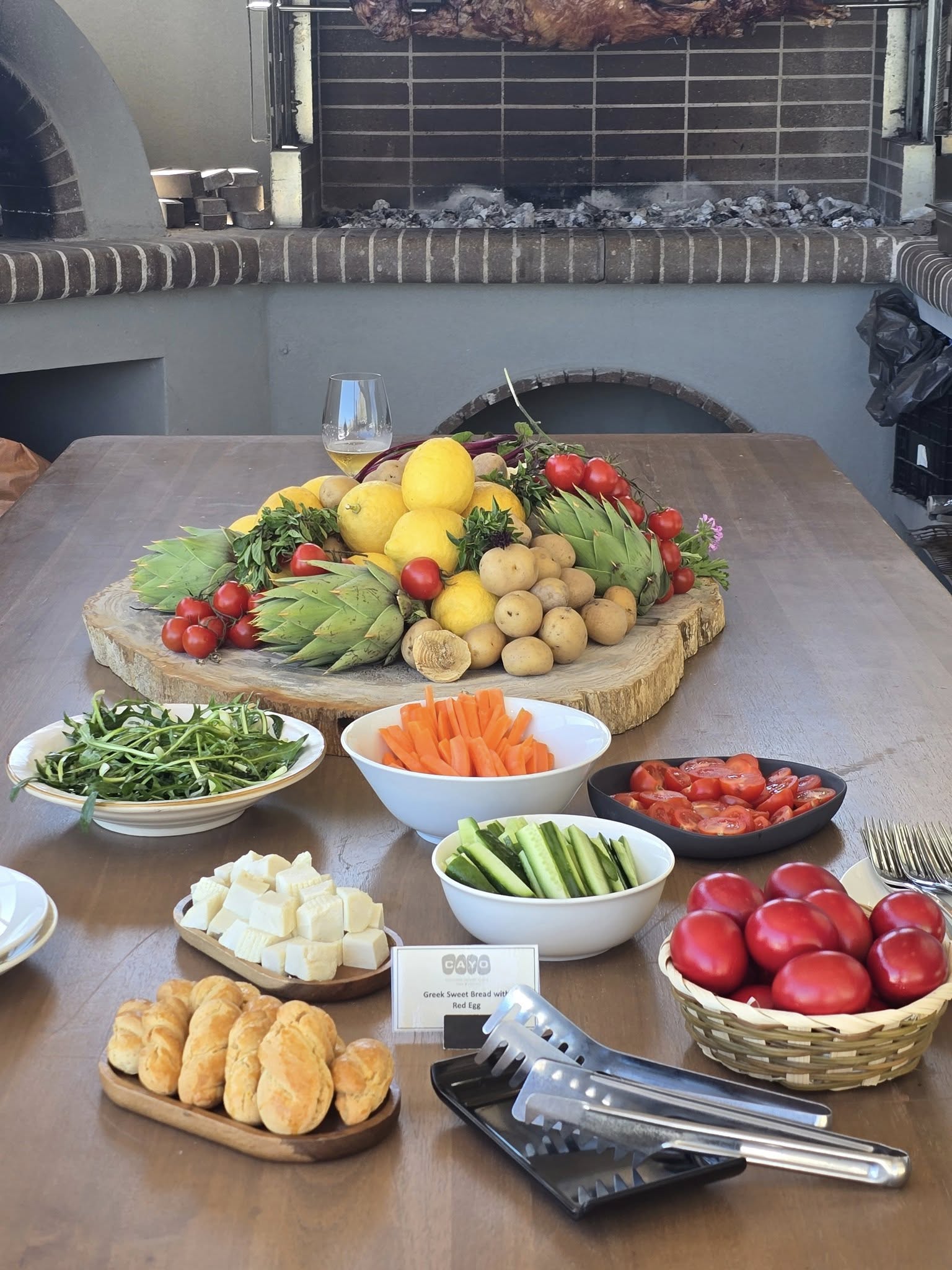 Traditional Greek Easter celebration red eggs Tsougrisma