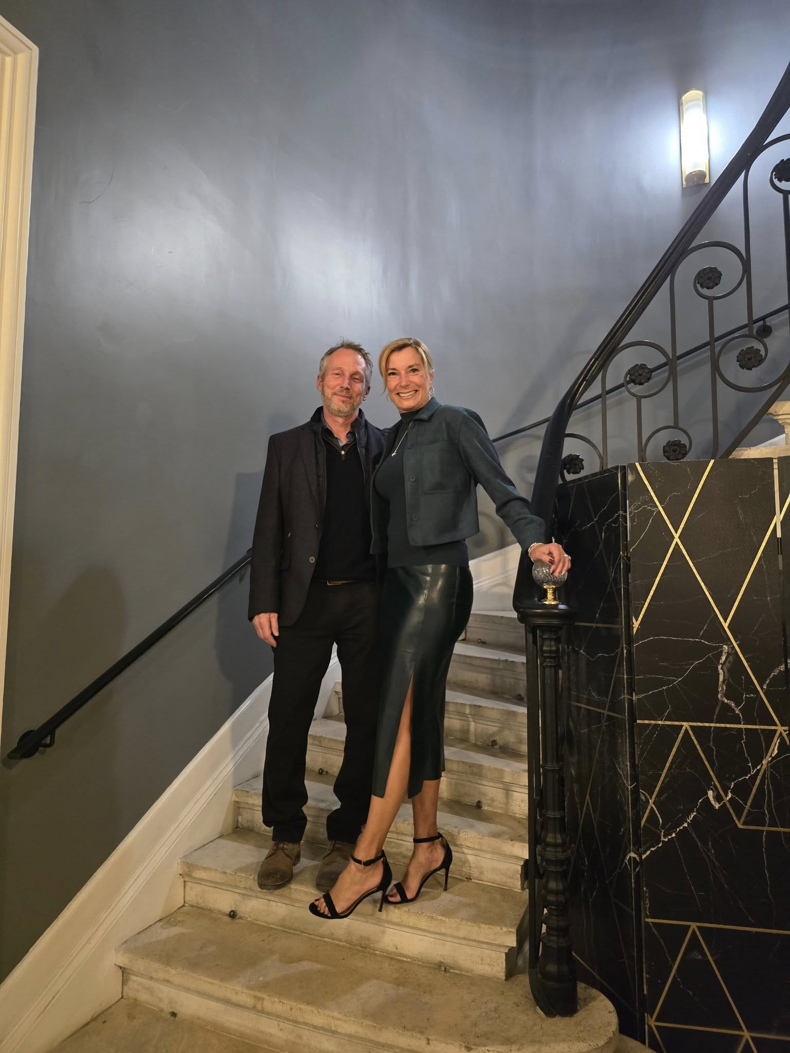 Couple on staircase at Le Palais Gallien Hotel Bordeaux luxury boutique hotel