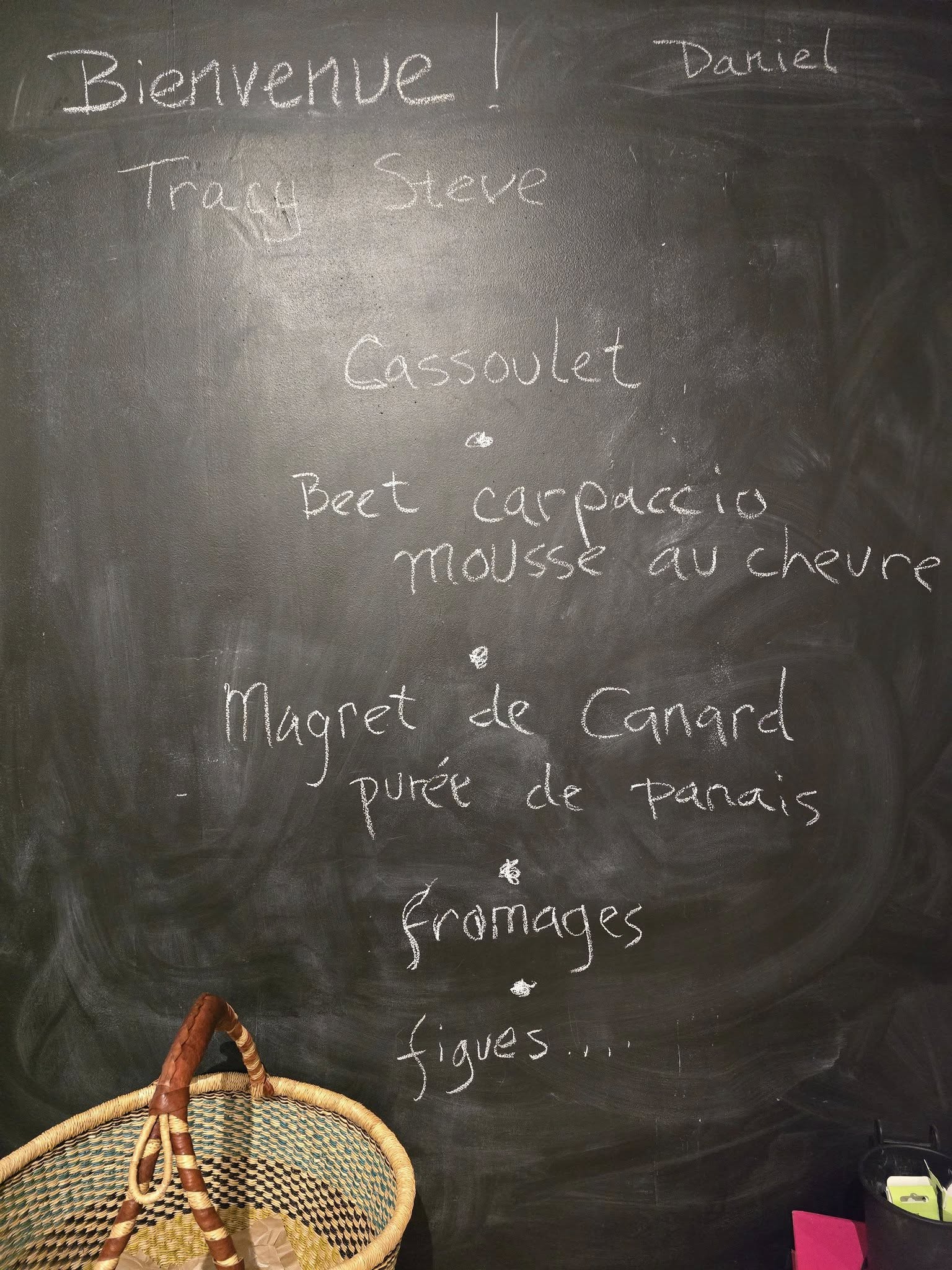 Menu of French cooking class in Bordeaux