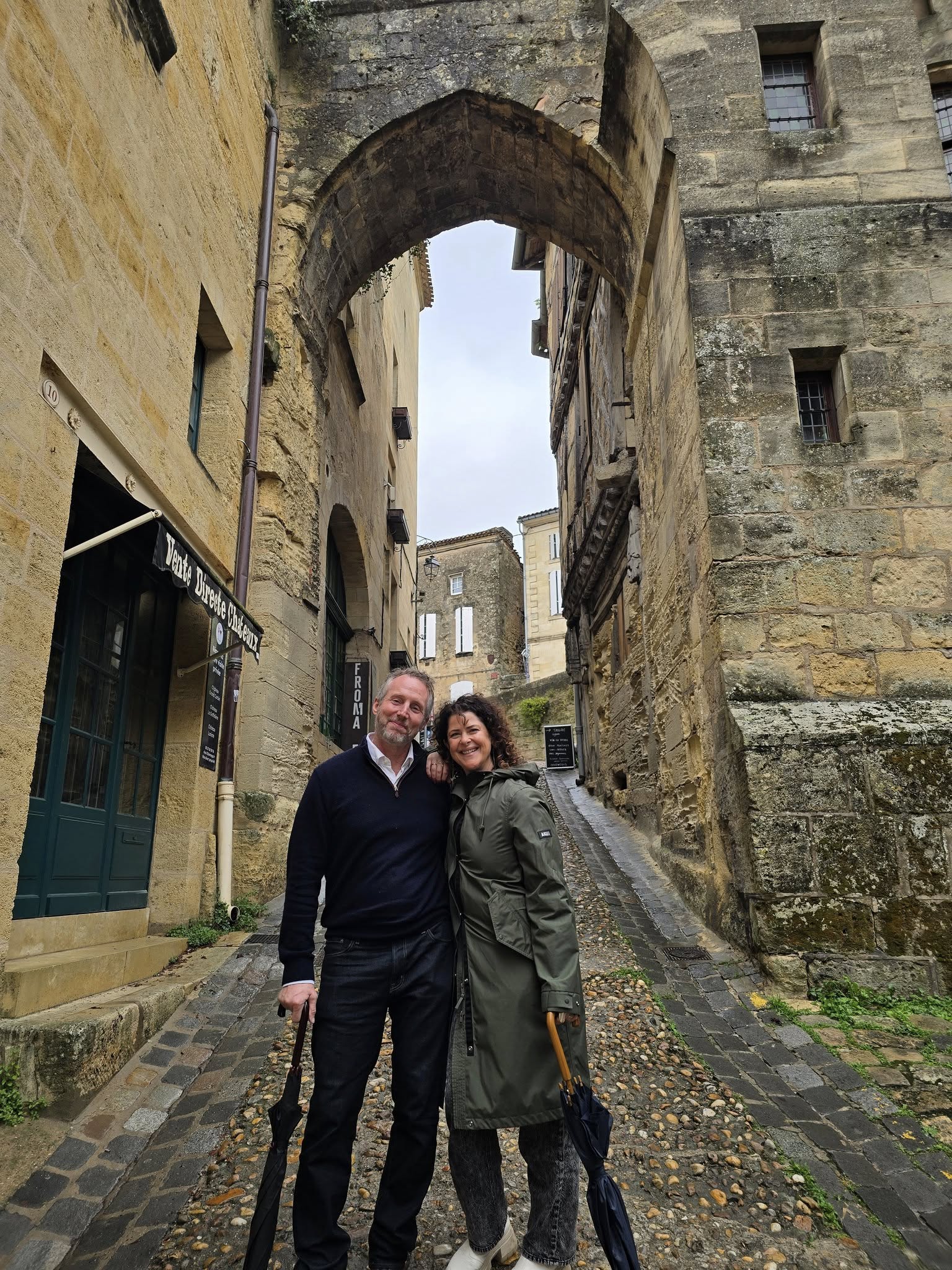 Saint-&Eacute;milion village cobblestone streets and vineyards