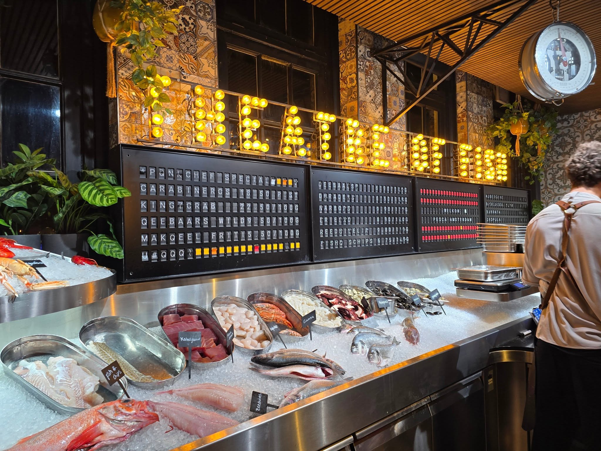 Seafood selection at Pesca restaurant in Amsterdam