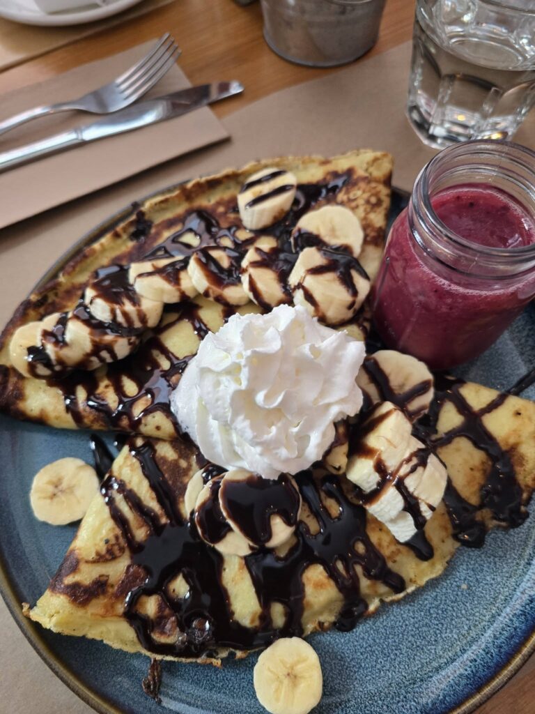 Crepes for breakfast at restaurant in Quebec City