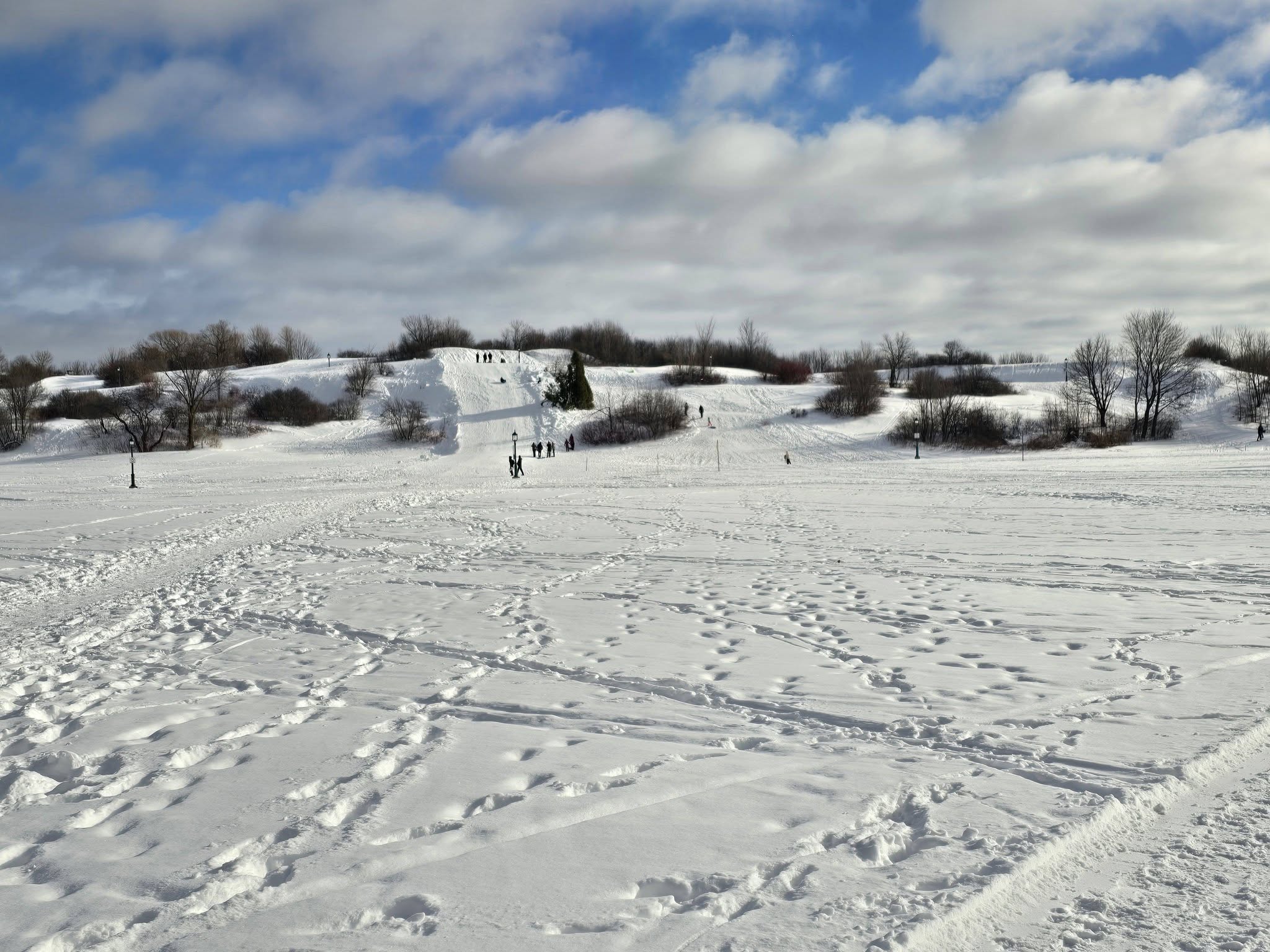 Snow hill for sledding in Quebec City