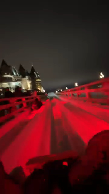 Tobogganing on Dufferin Terrace in Québec City during winter